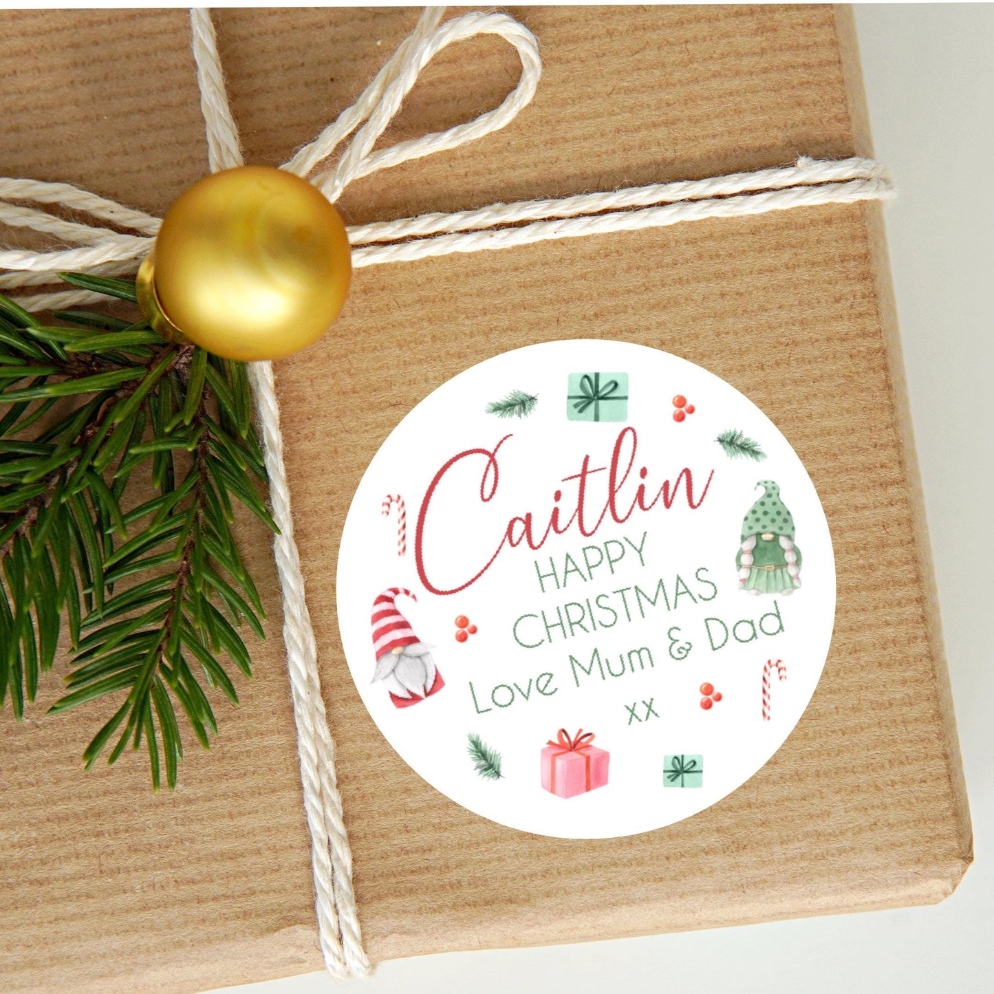 Personalised Christmas Stickers Labels For Wrapping Gifts, Name Tag, Gonk Lovers