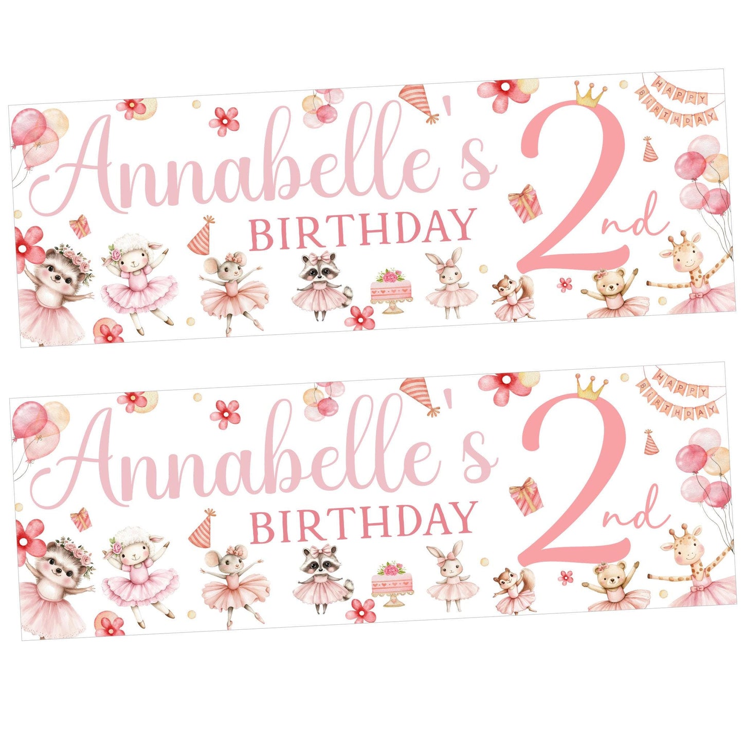 Personalised Birthday Party Banner | Ballerina Banner | Custom Banner | Party Decor
