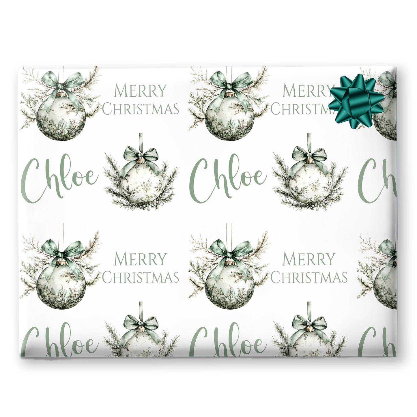 Personalised Wrapping Paper, Christmas Baubles, For Her | Personalised Christmas Gift Wrap| Personalised Gift Wrap