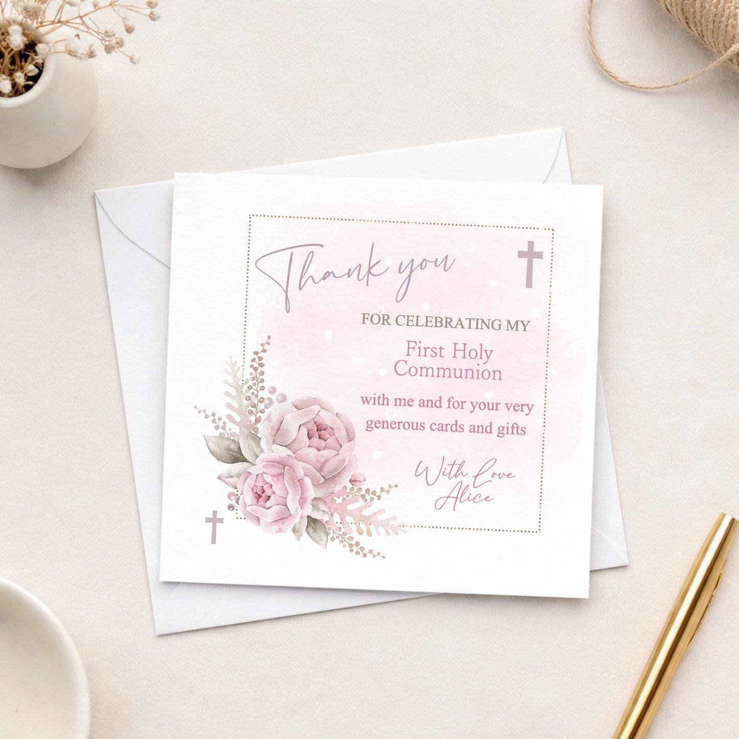 Personalised Thank you communion for gifts cards