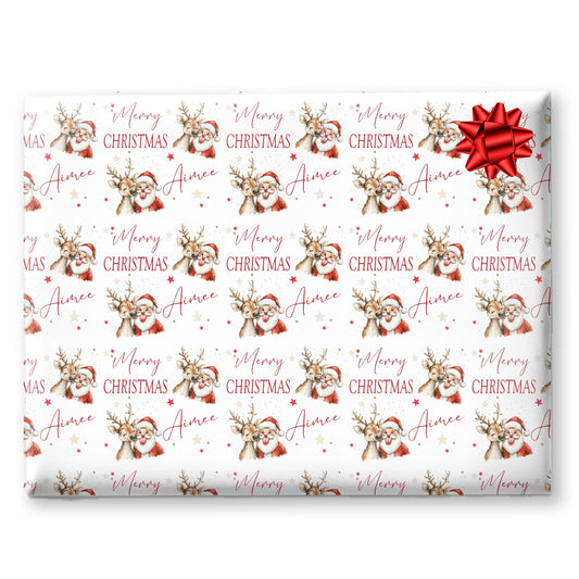 Christmas Santa Gift Wrapping Paper, Cute Horses, Personalised Girls or Boys Paper, Gift Wrap for Her For Him Novelty gift wrap Funny Gifts