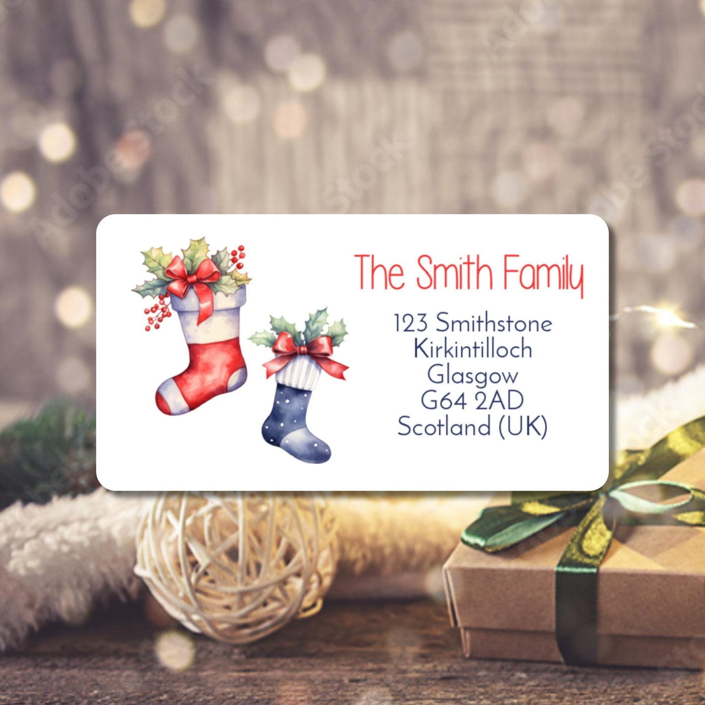 Custom Christmas Address Labels – Personalised Stickers for Cards, Envelopes