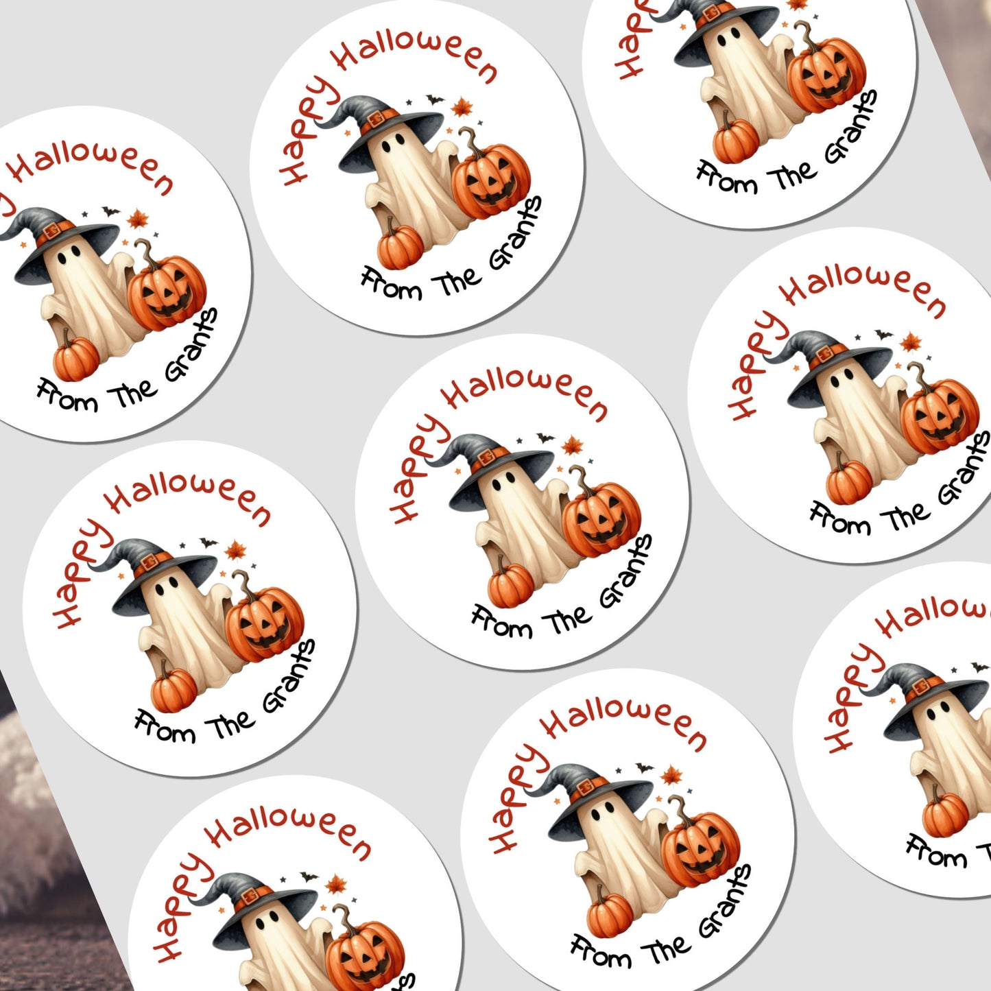 Personalised Halloween Stickers Labels for Sweet Cones Trick or Treat Bags