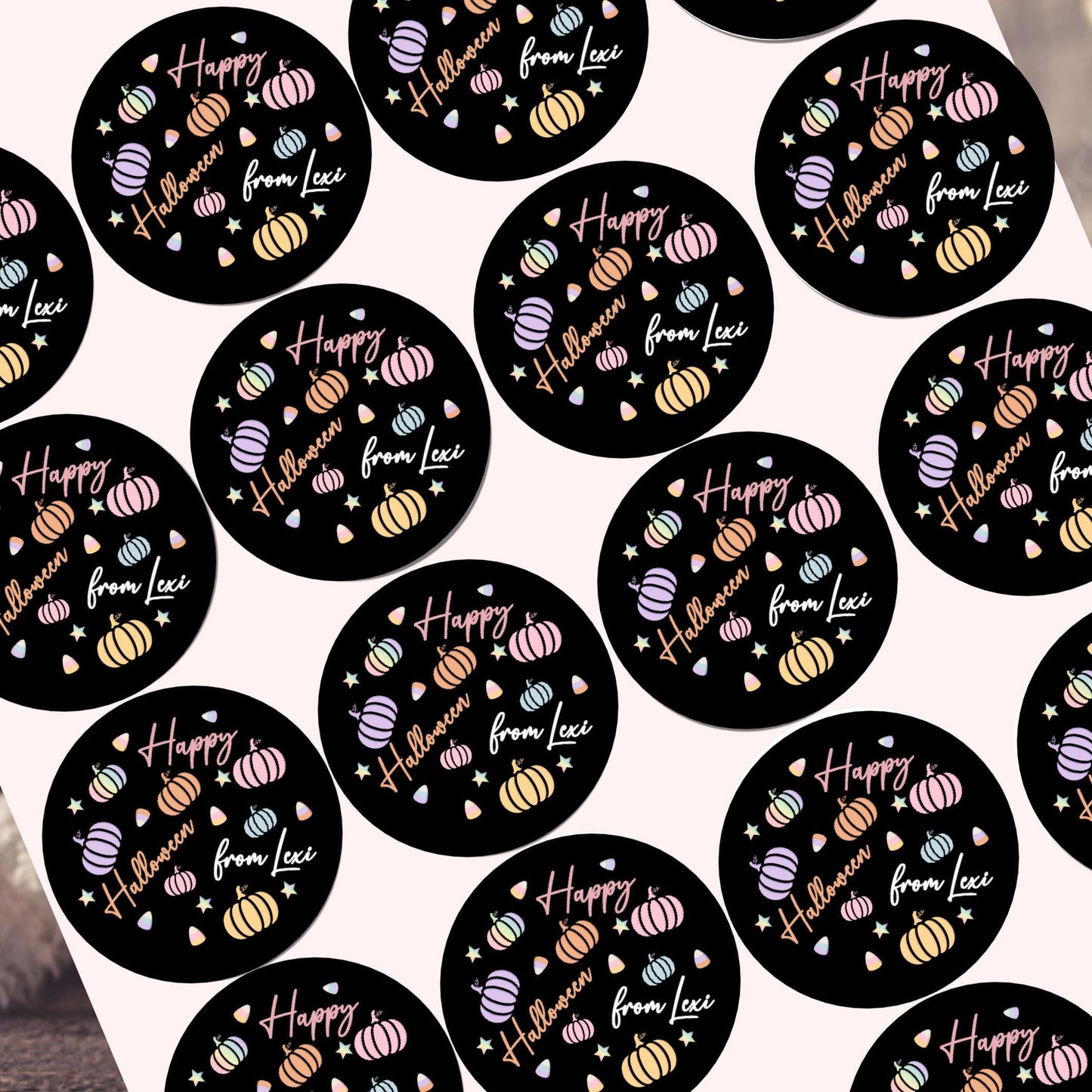 Personalised Halloween Stickers Pastel Labels for Treat Bag Trick or Treat Pastel pumpkin stickers