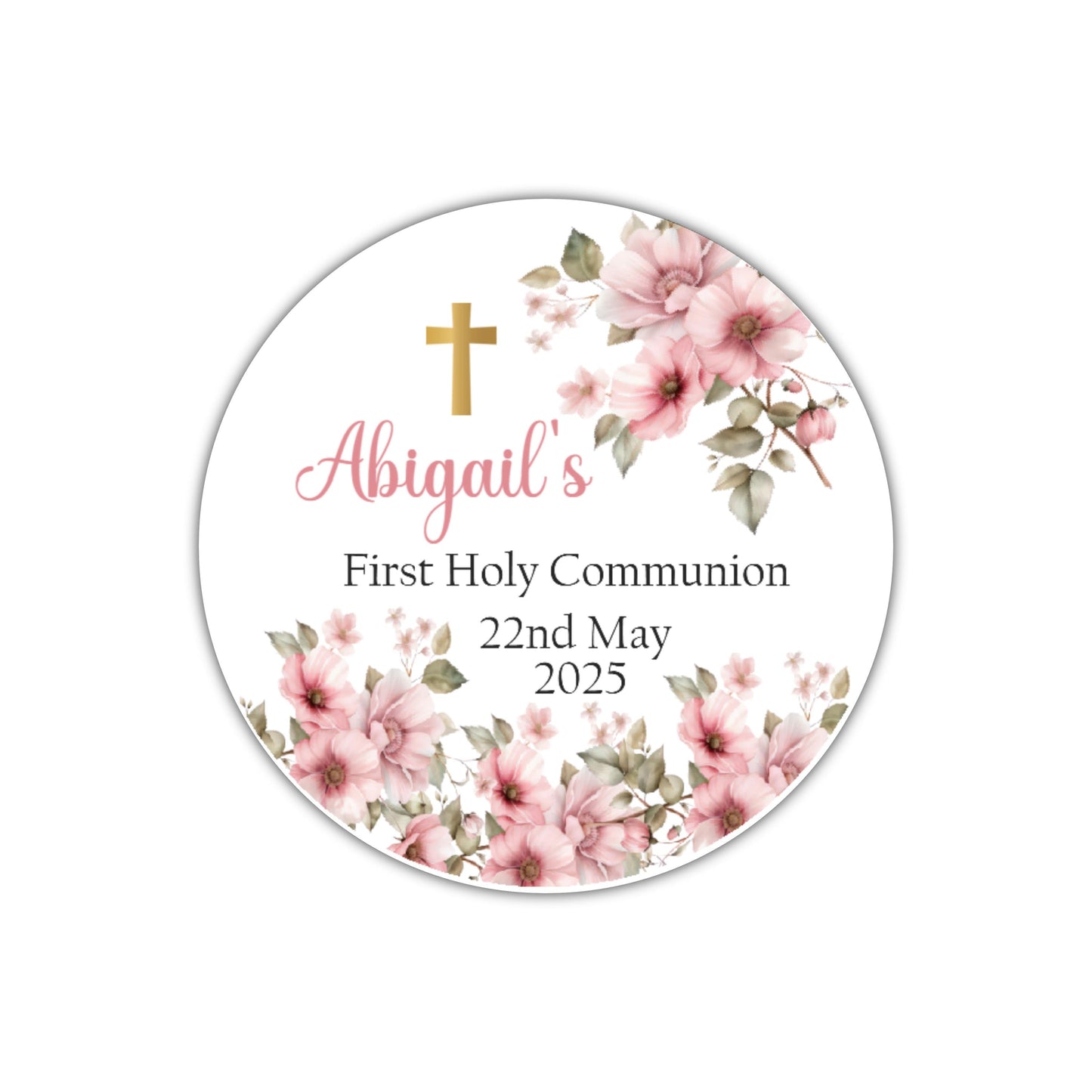 Personalised First Holy Communion Stickers, Party Bag Stickers, Sweet Cone Bags, Christening, Baptism