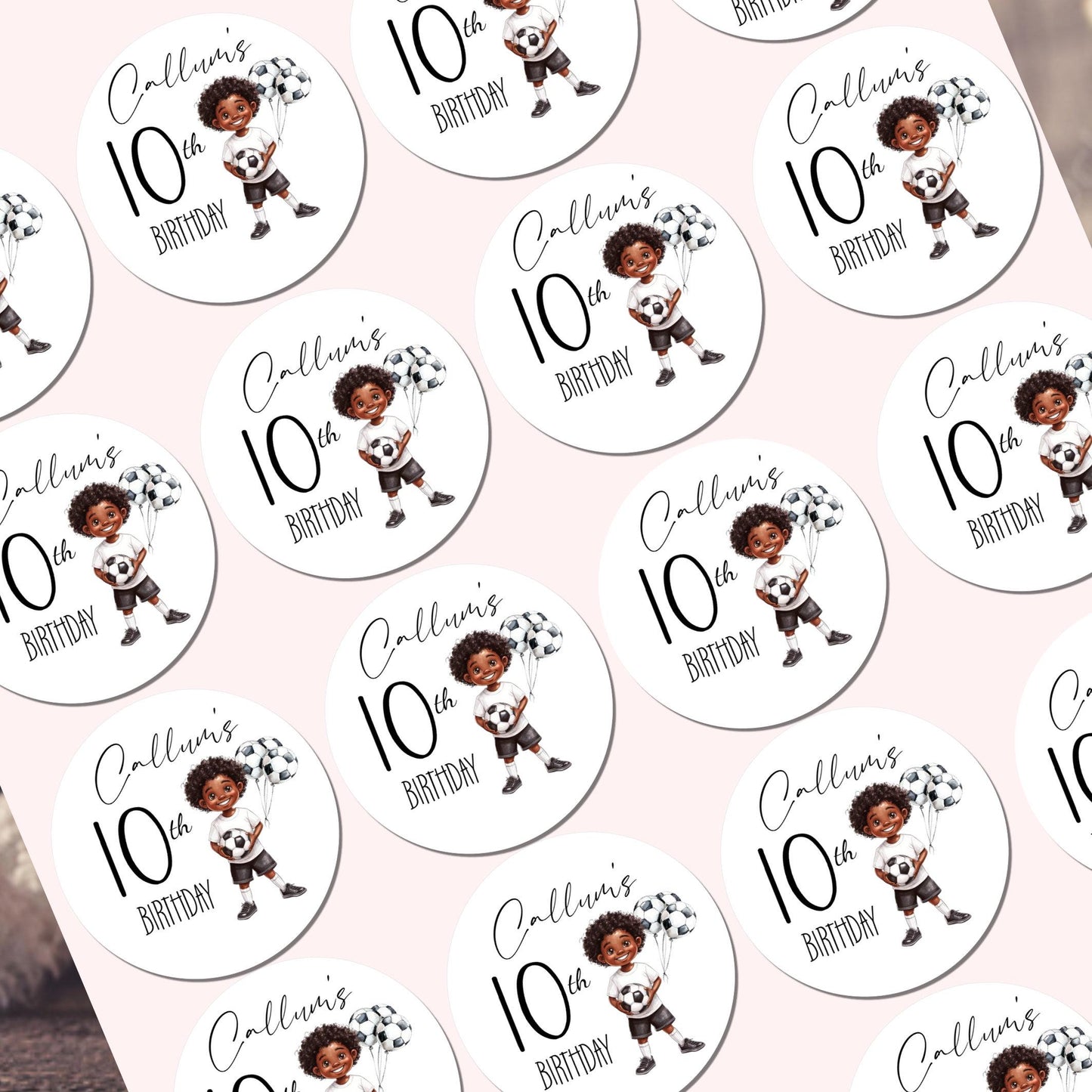 Personalised Football Party Stickers for Favours Party Bags Boys Girls Football