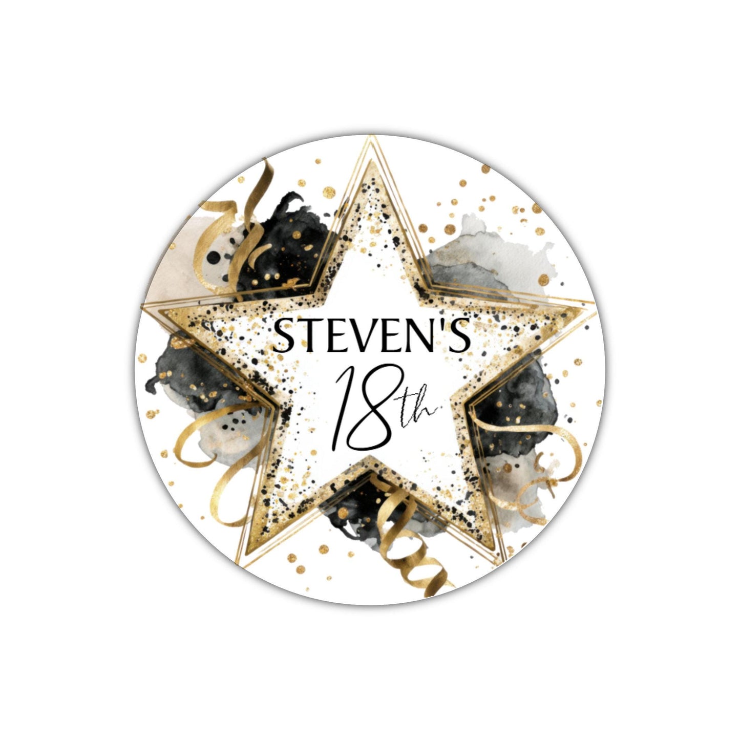 Personalised Birthday Stickers for Favours Party Bags Celebration labels Cake Seals 16th 18th 21st Any Age