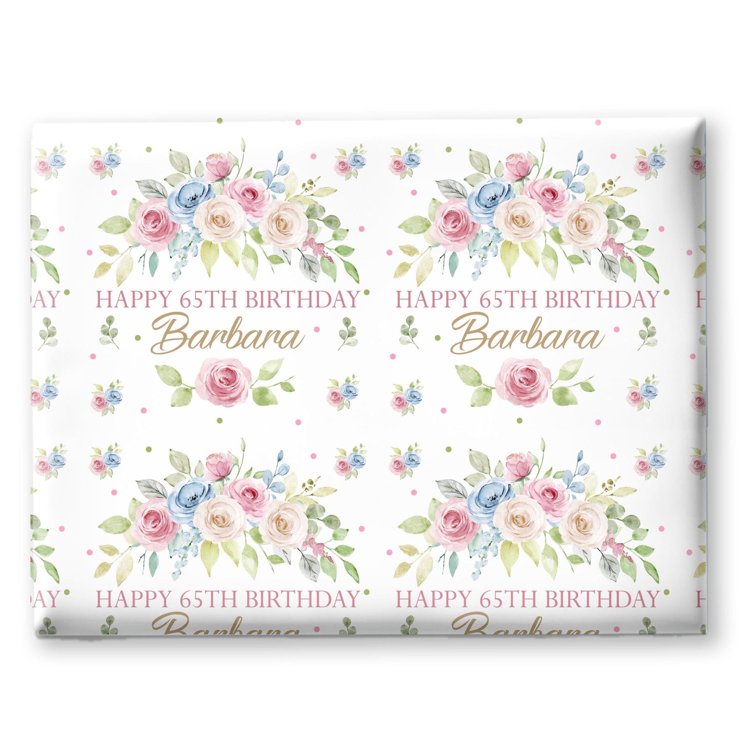 Personalised Floral Gift Wrapping Paper – Custom Name & Age Elegant Flower Design for Gran, Nan, Grandma, Mum