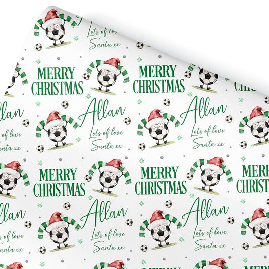Football Christmas Wrapping Paper, Personalised Xmas Gift Wrap for Football Fans