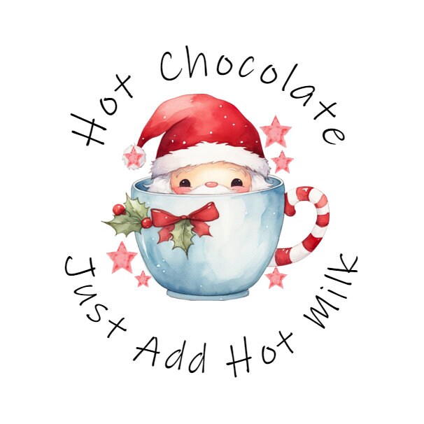 Personalised Christmas Stickers for Hot Chocolate Gift Wrap Label