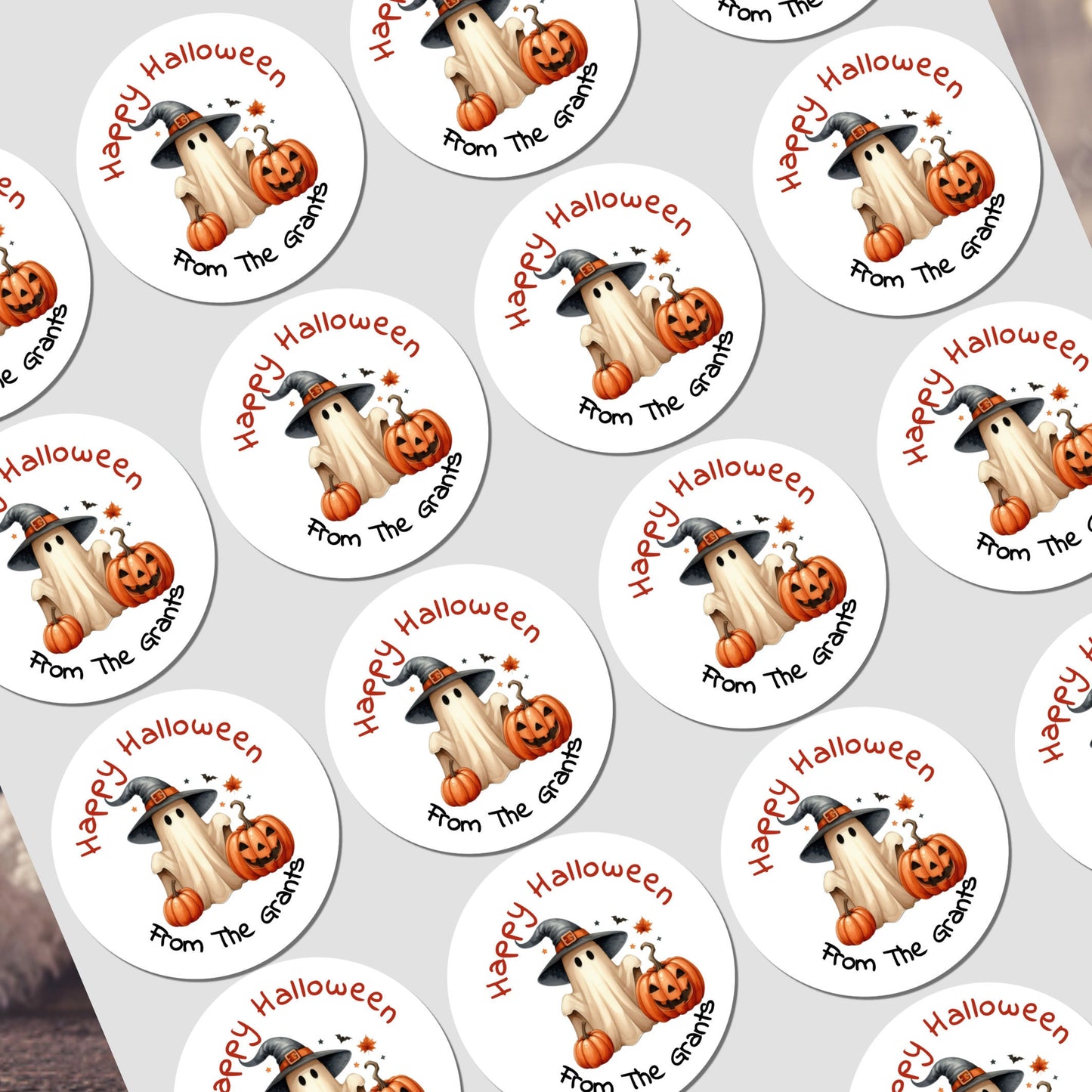 Personalised Halloween Stickers Labels for Sweet Cones Trick or Treat Bags