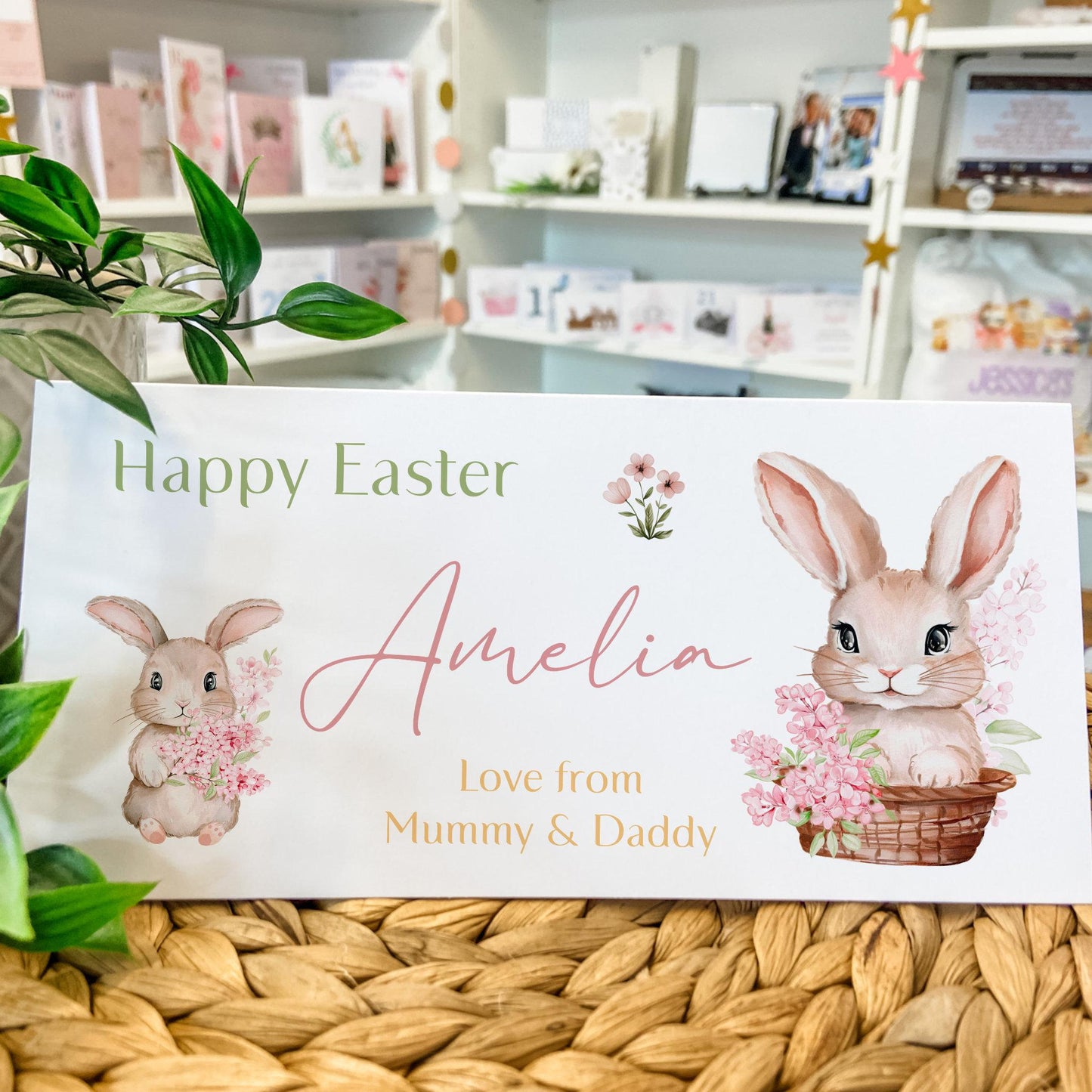 Personalised Easter Card Money Gift Wallet Easter Bunny Rabbits Easter basket Daughter Granddaughter gifts Niece  Family Easter