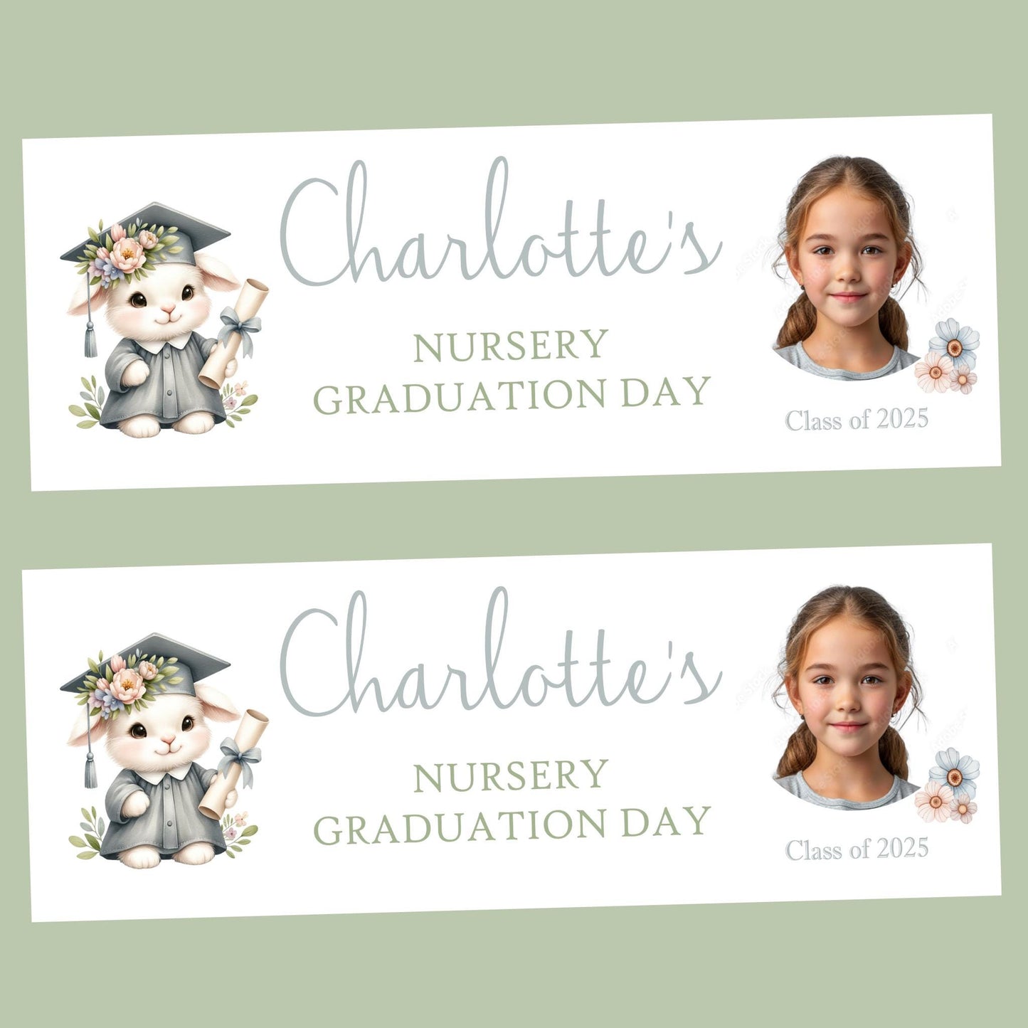 Nursery Graduation Banner , Personalised Nursery Banner, Custom Banner,  Well done Banner, Pre-School Graduation, Leaving Nursery