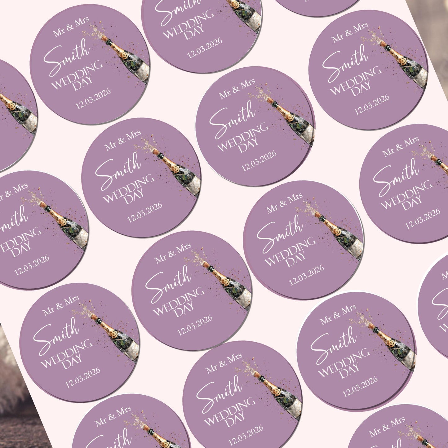 Personalised Wedding Thank You Stickers, Mr & Mrs Party Favours (Watercolour)