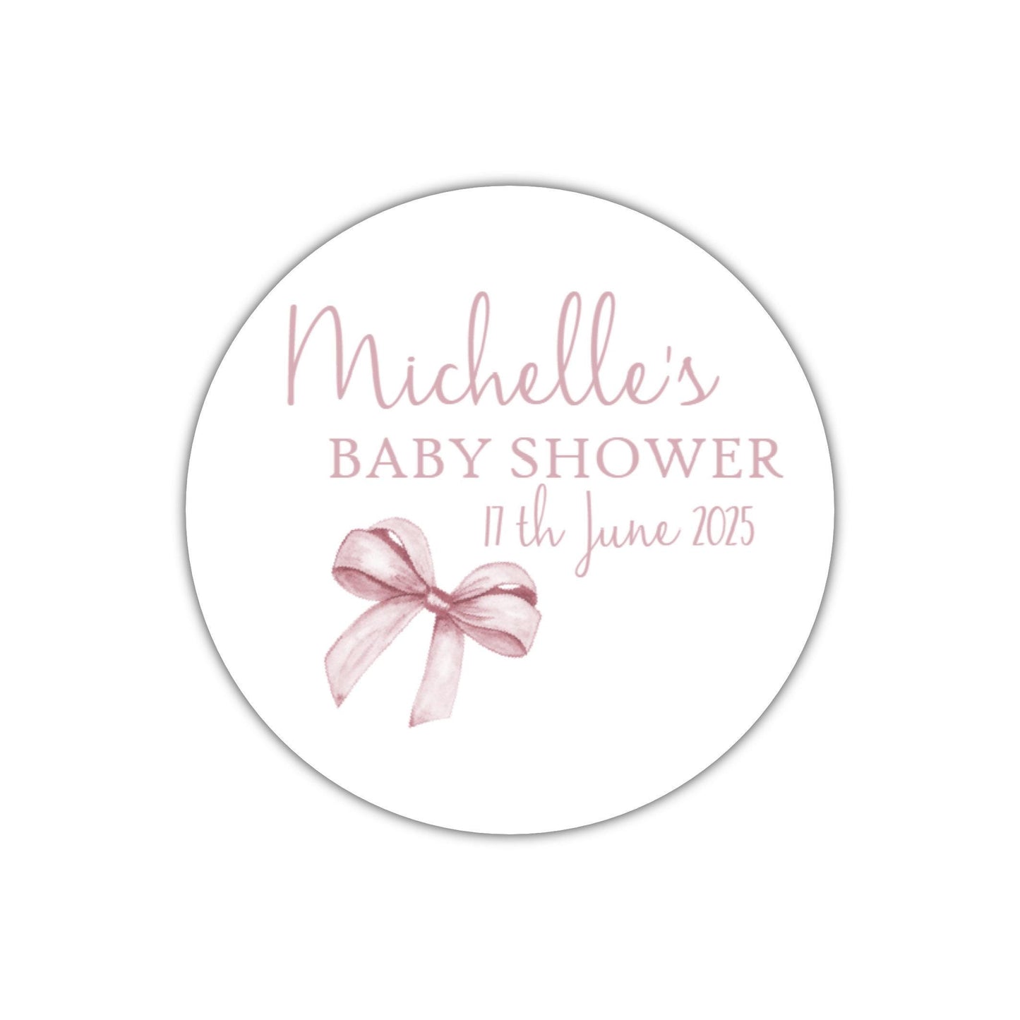 Personalised Baby Shower Stickers for Favours Party Bags Watercolour bow