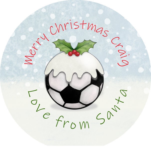 Personalised Christmas Football Stickers, Gift Wrap Tags Football Fan