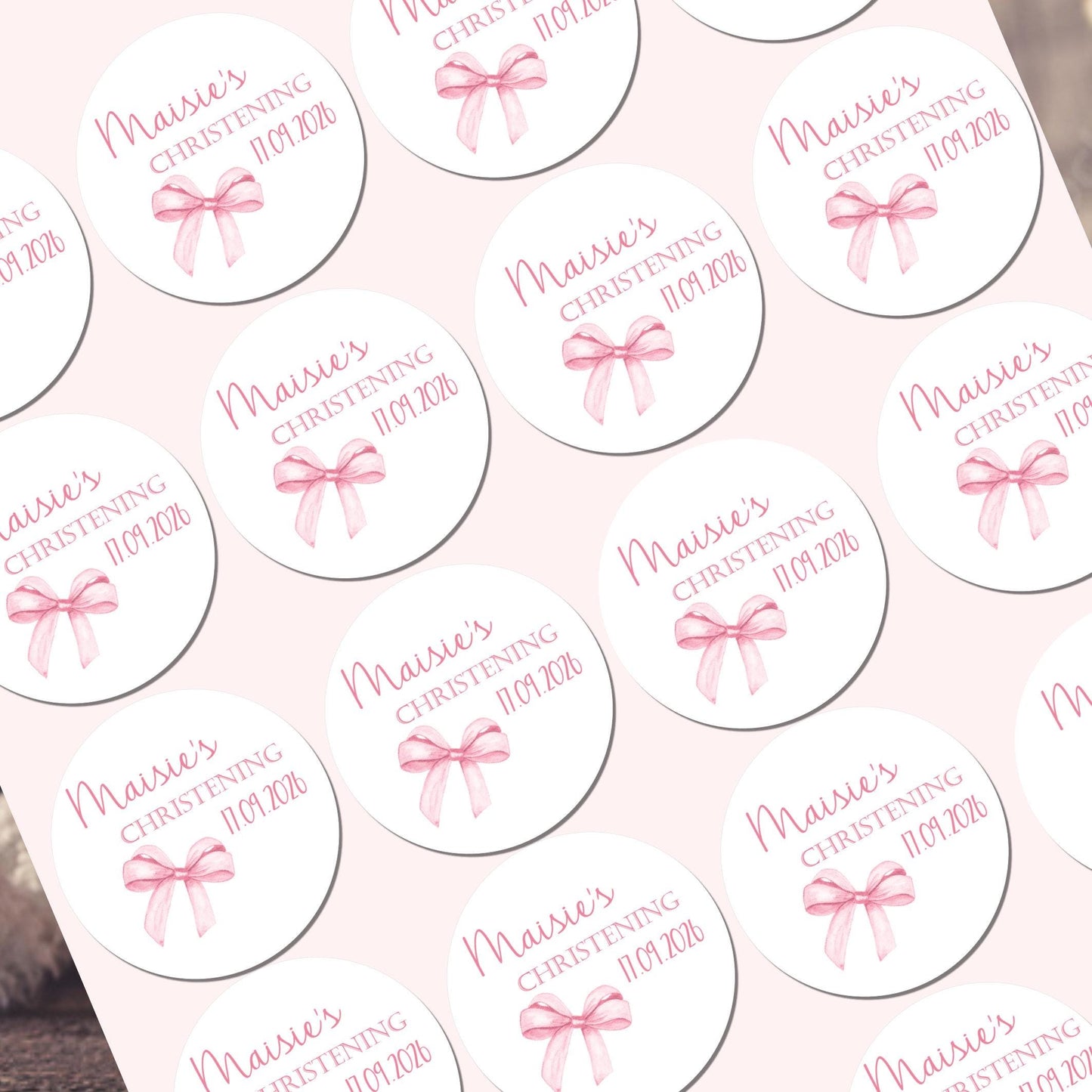Personalised Christening Stickers, Party Bag Stickers, Sweet Cone Bags Party Favours Baptism