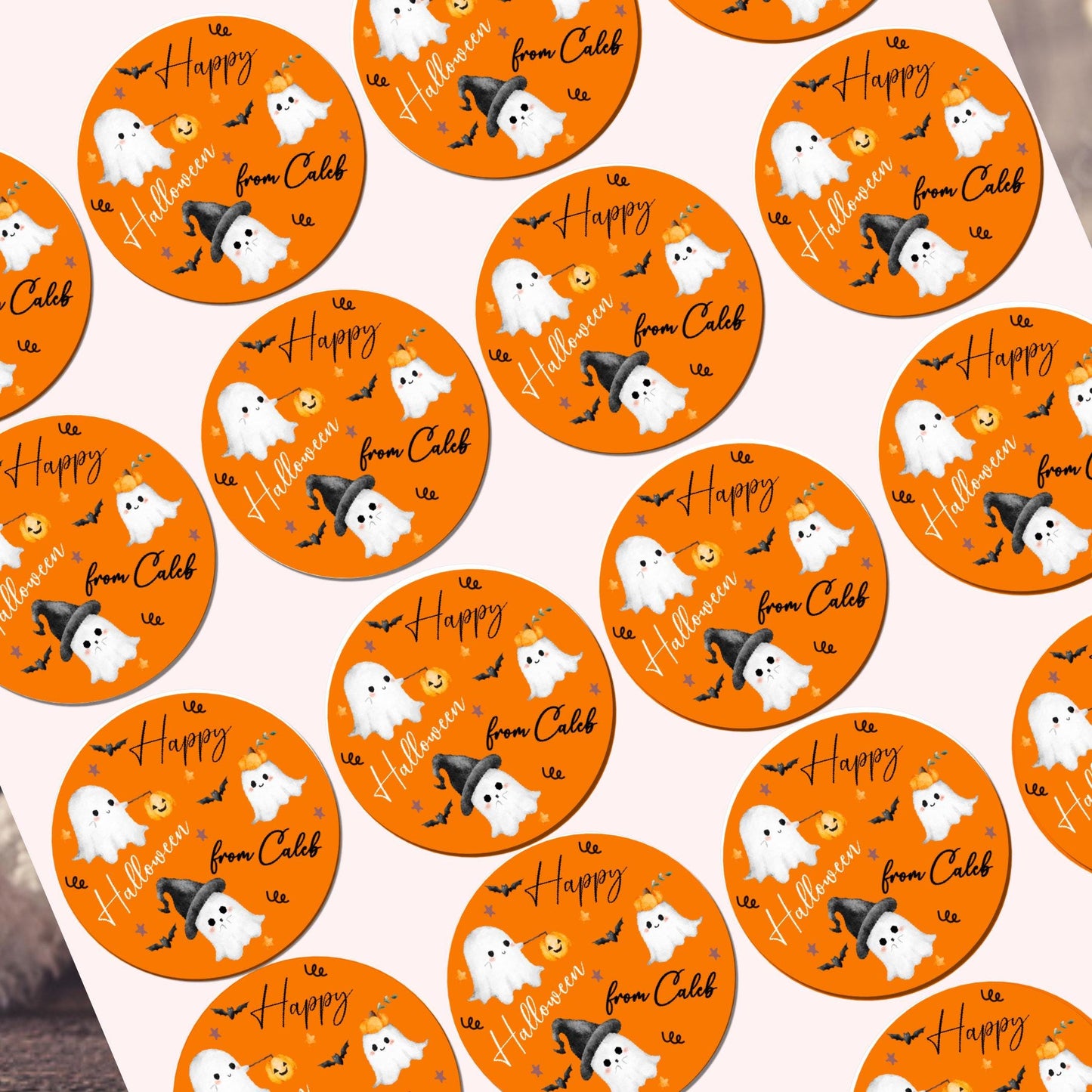 Personalised Halloween Stickers Labels for Sweet Cones Trick or Treat Pumpkin