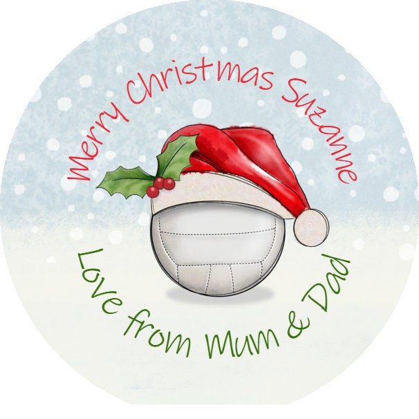 Personalised Christmas Netball sticker, Gift Tags, Gift Wrap Present Stickers