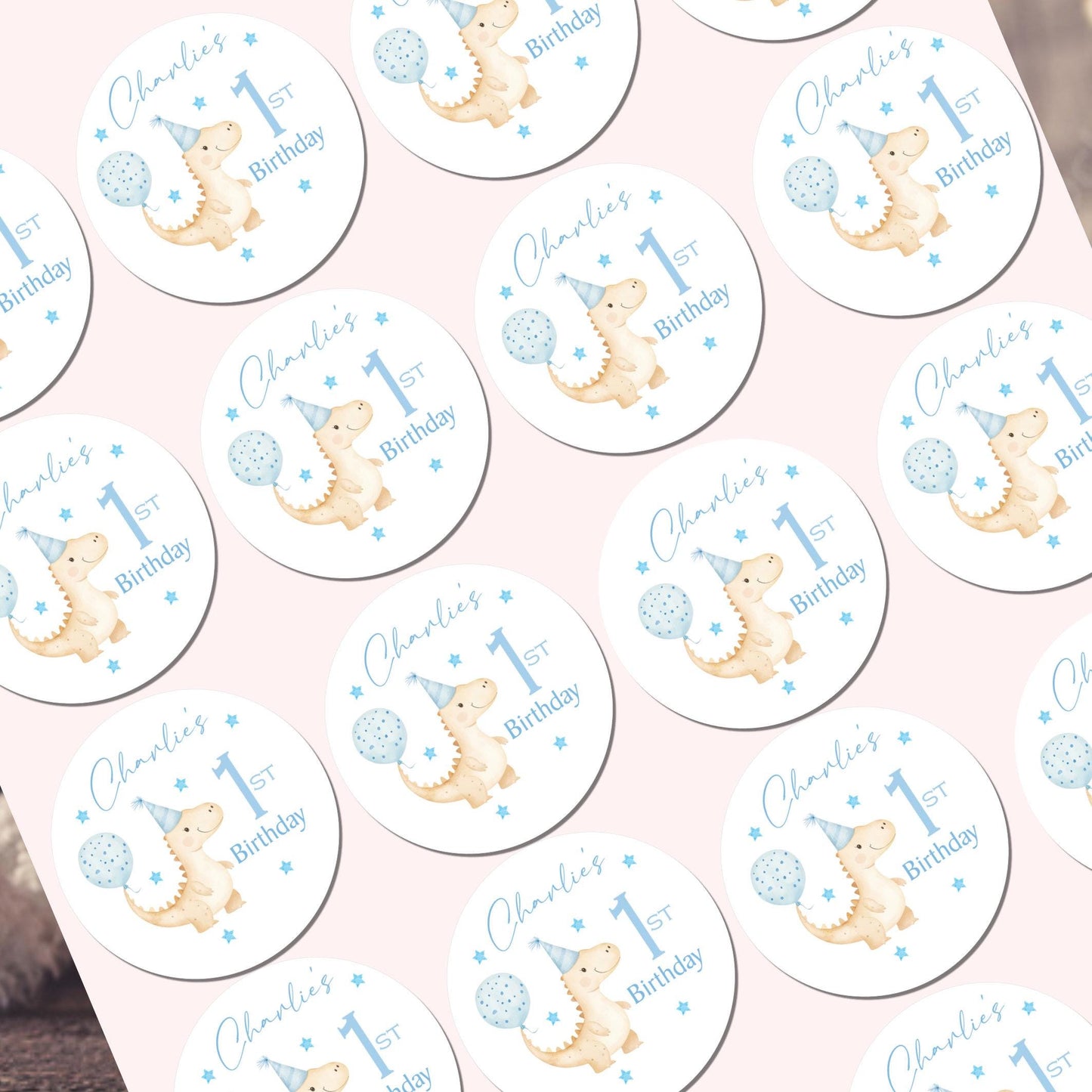 Personalized Dinosaur Birthday Party Stickers, Favor Bag Labels, Party Sweet cones
