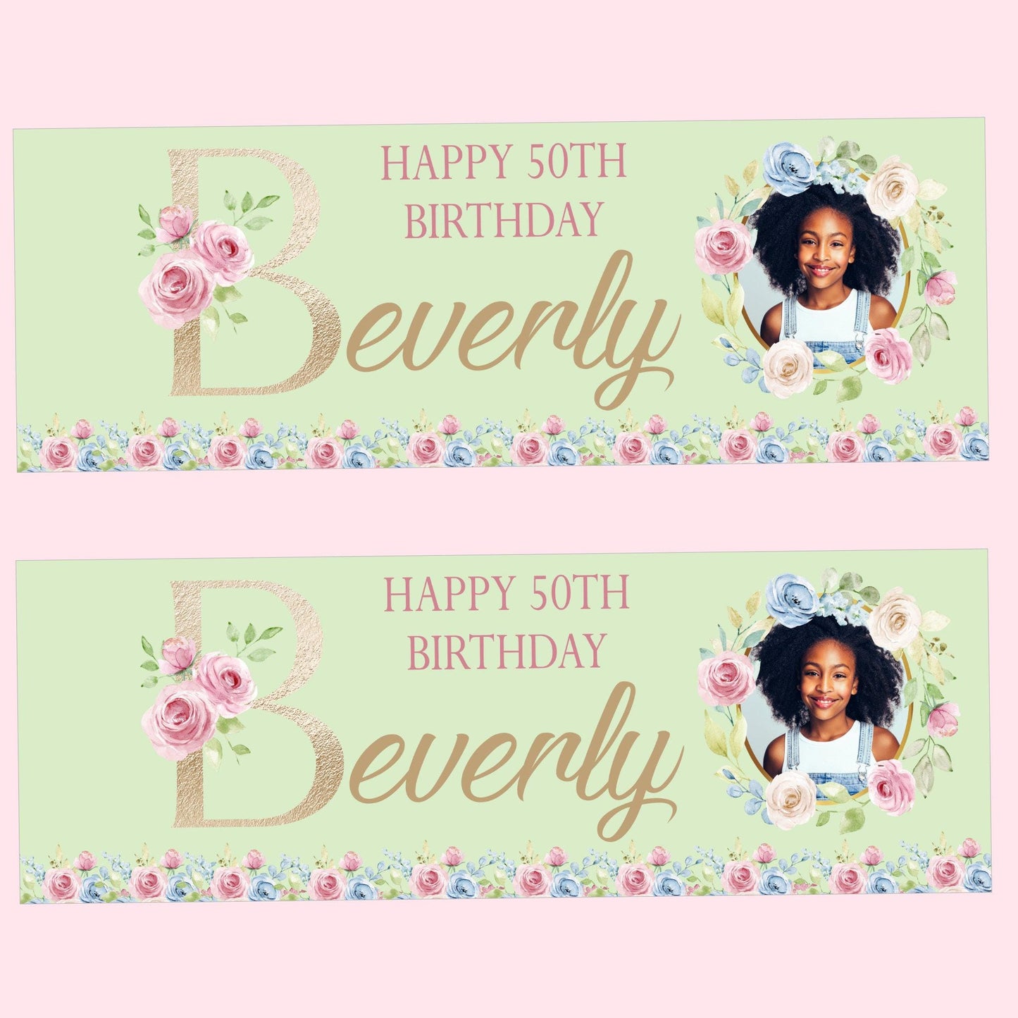 Personalised Happy Birthday Party Banner, Party Decor, Womens Pastel Florals