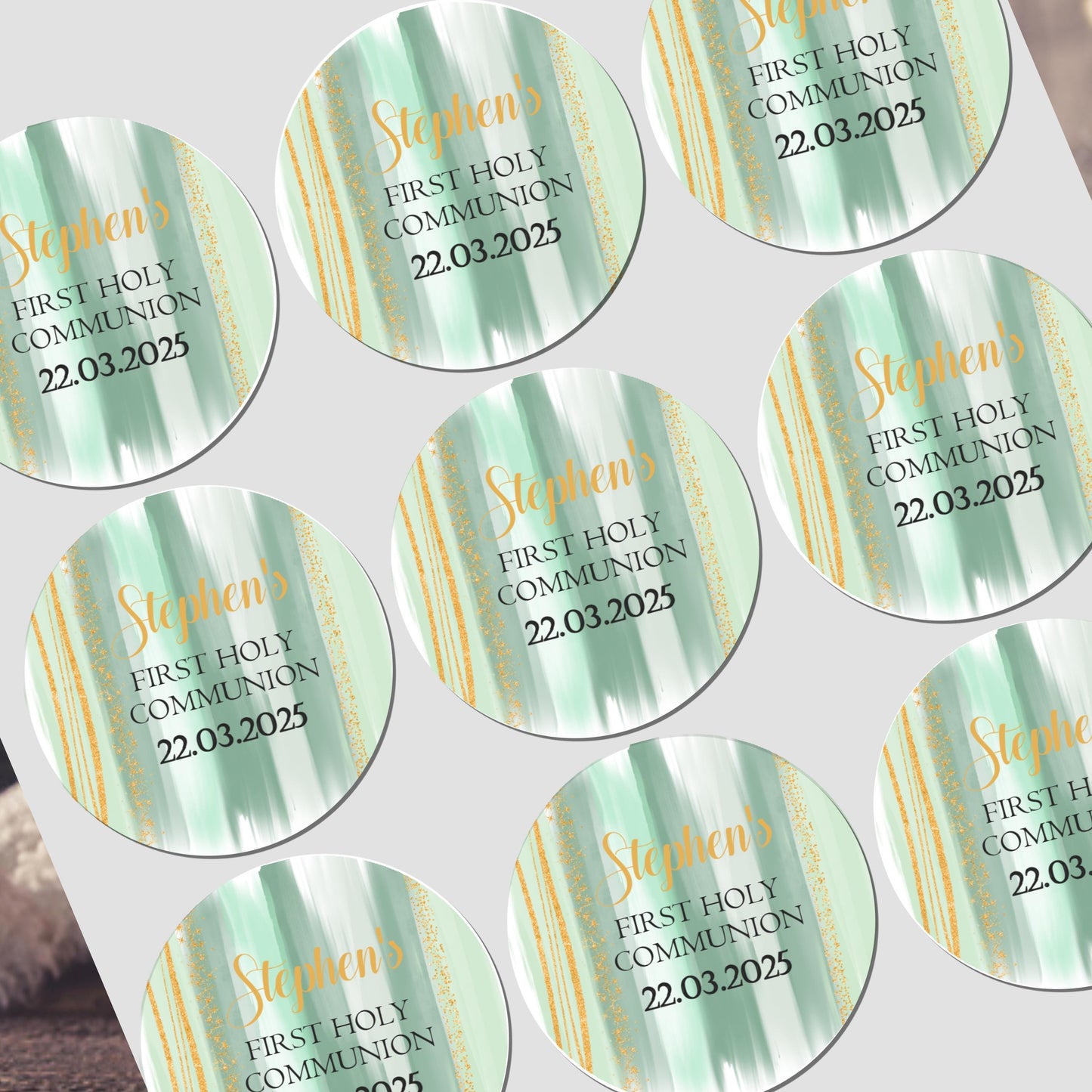 Personalised First Holy Communion Stickers, Party Bag Stickers, Sweet Cone Bags