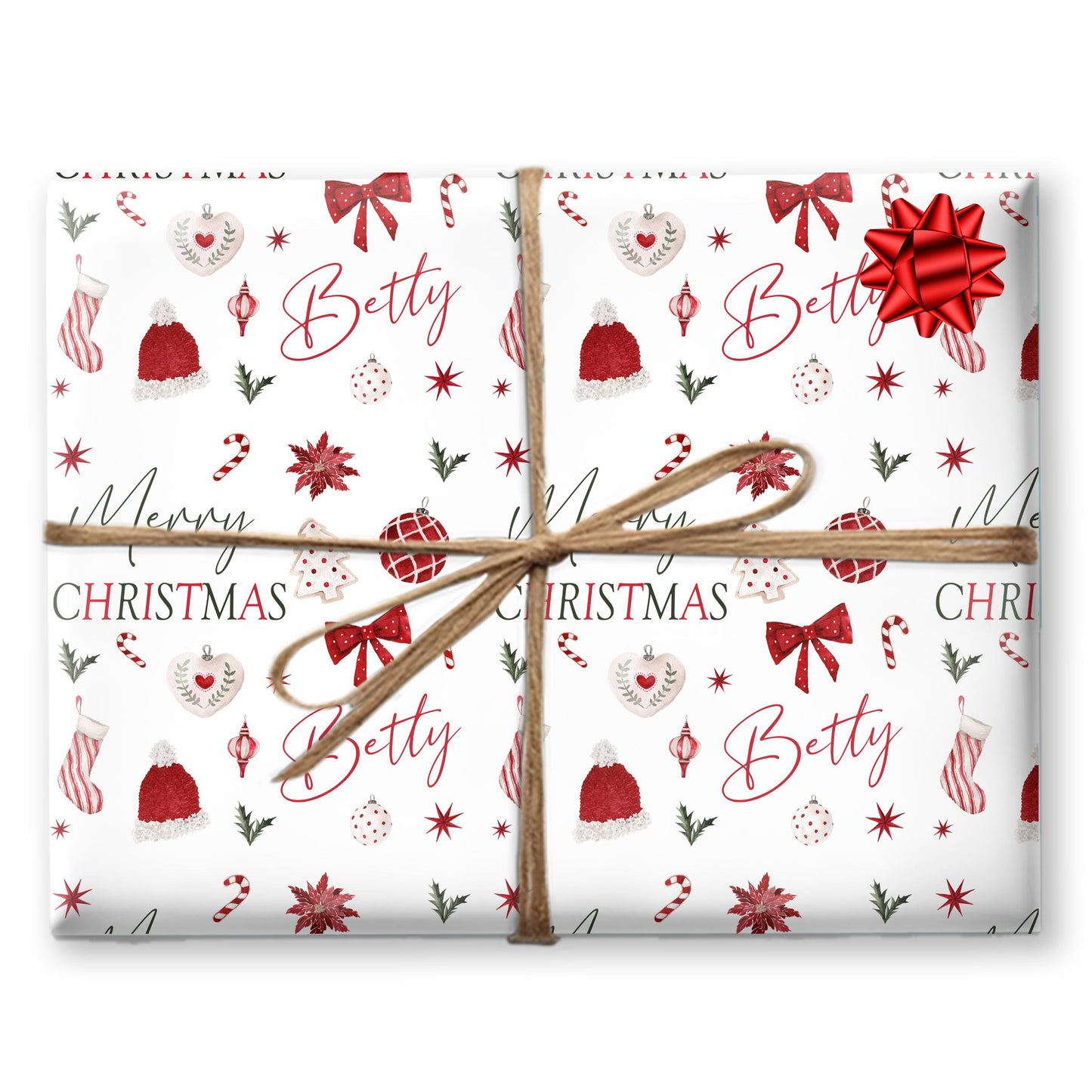 Personalised Wrapping Paper For Her, For Him, Christmas Elements Deisgn, Personalised Christmas Gift Wrap, Wife ,Gran. Mum