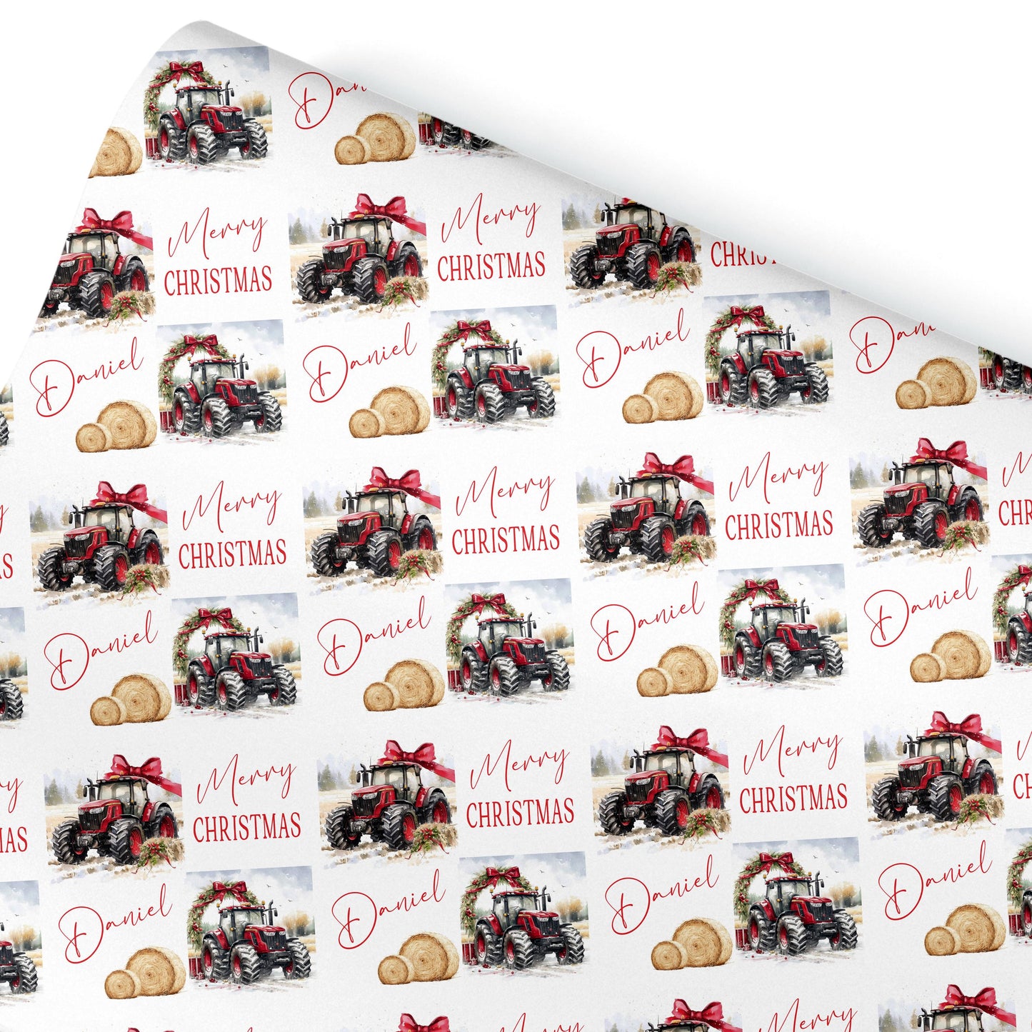 Personalised Christmas Gift Wrap – Far Yard Tractor Design Wrapping Paper