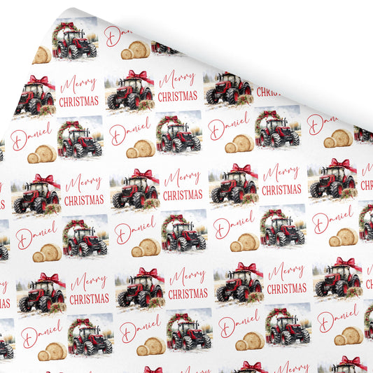 Personalised Christmas Gift Wrap – Far Yard Tractor Design Wrapping Paper