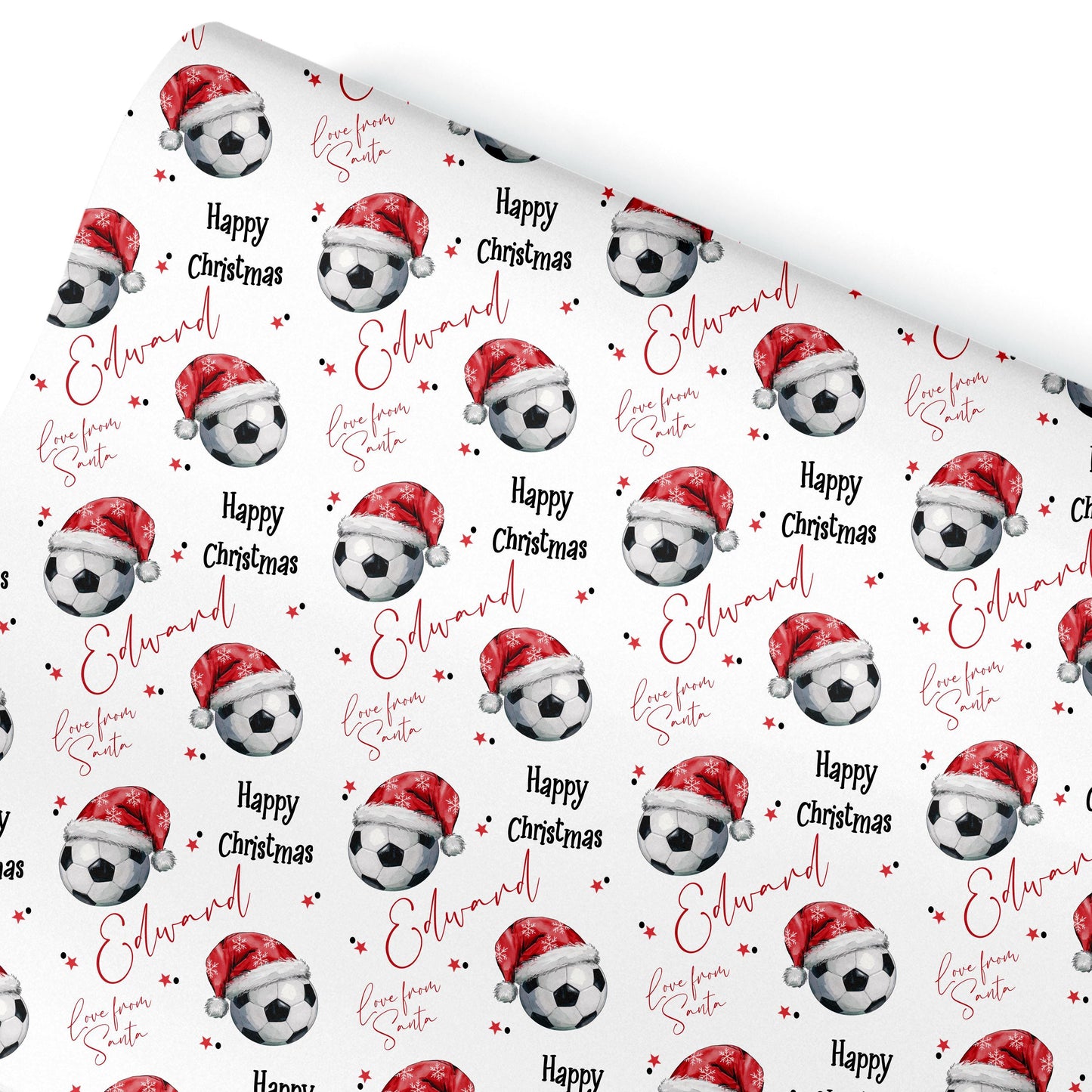 Personalised Christmas Gift Wrap – Children’s Football Santa Hat Design- Kids Football gift ideas