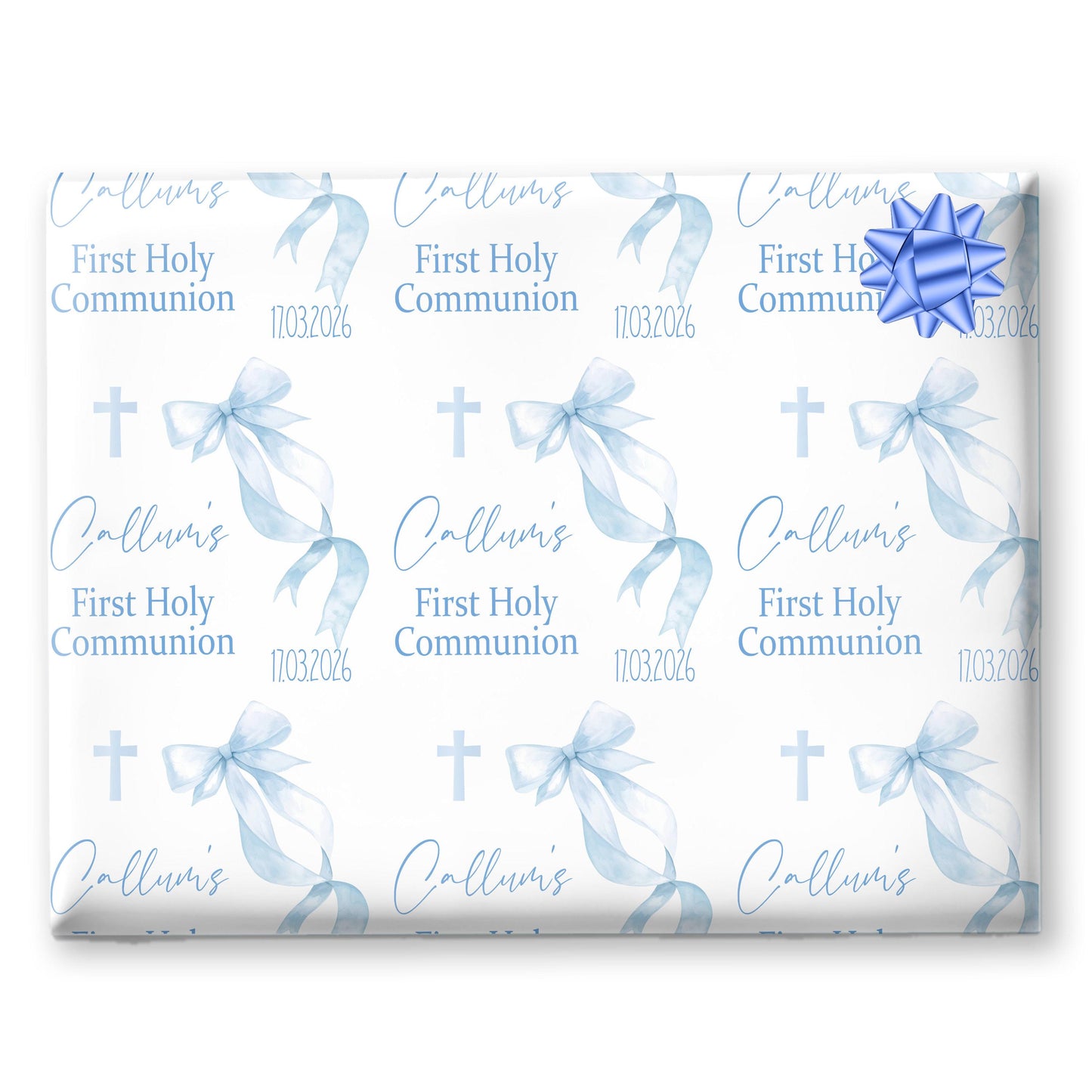First Holy Communion Wrapping Paper, Bow design wrapping paper, Confirmation gift wrap, Religious gift ideas