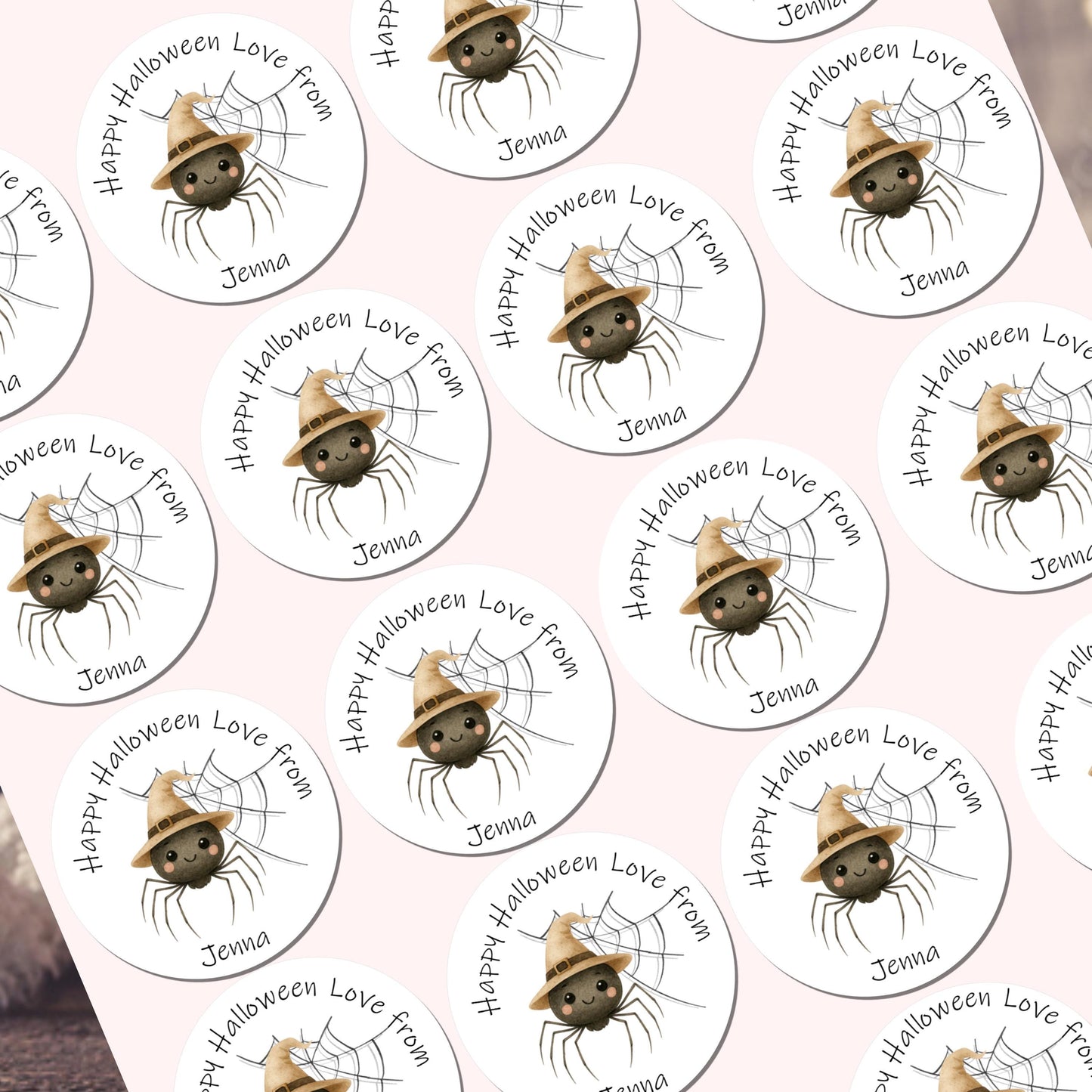 Personalised Halloween Stickers Labels for Sweet Cones Trick or Treat Spider stickers