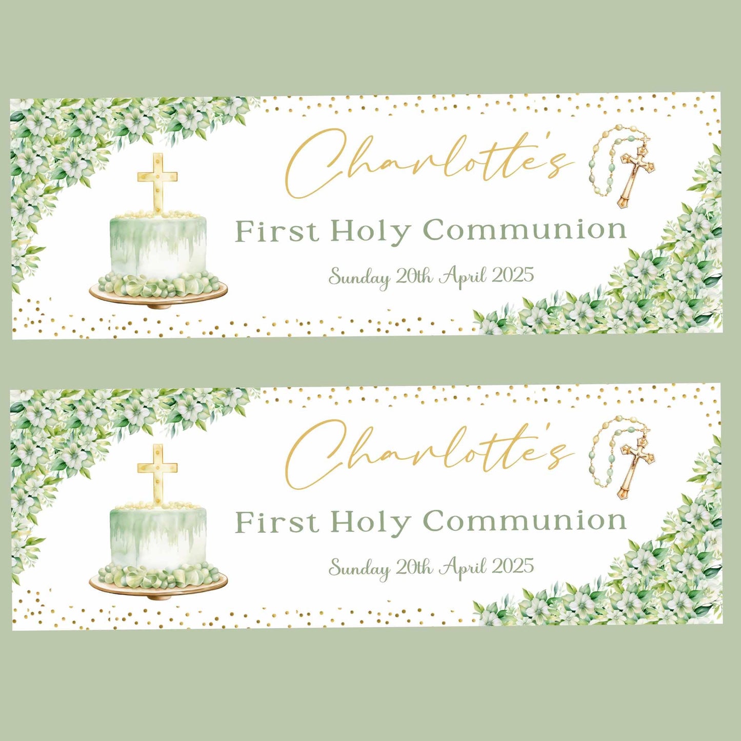 First Holy Communion Personalised Party Banners, Party Decor, Wall Decoration, 1st Communion or Confirmation