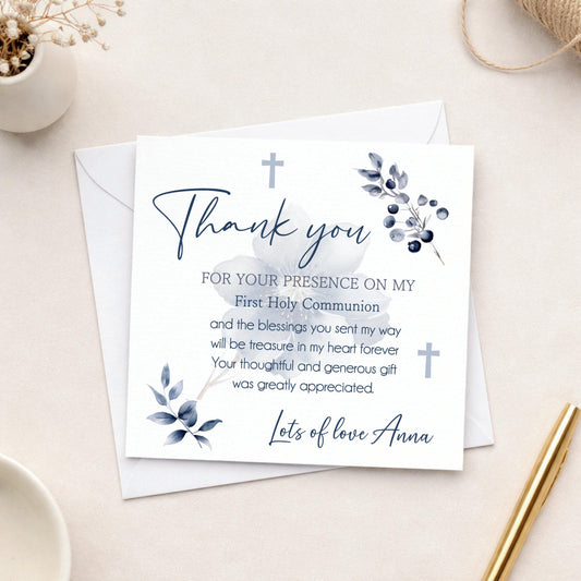 Personalised Thank you Holy communion gift cards, thank you cards, thank you gift