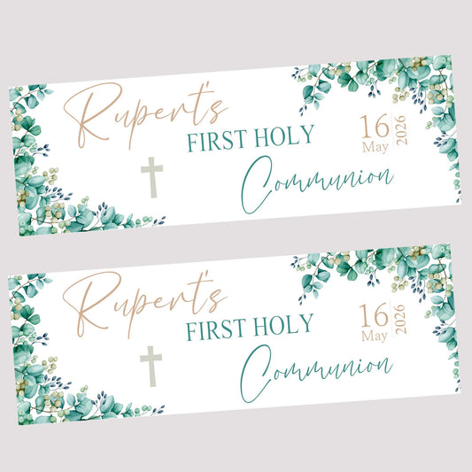 Personalised First Holy Communion Banner, Baptism Confirmation Party Decor