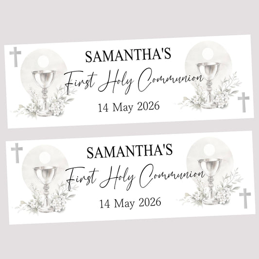 Personalised First Holy Communion Banner, Baptism Confirmation Party Decor