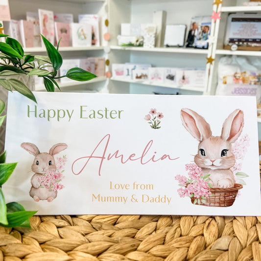 Personalised Easter Card Money Gift Wallet Easter Bunny Rabbits Easter basket Daughter Granddaughter gifts Niece  Family Easter