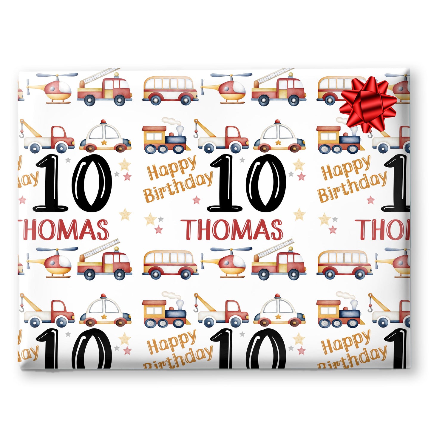 Personalised Gift Wrapping Paper,  Custom Name Age, Police, Fire, Rescue