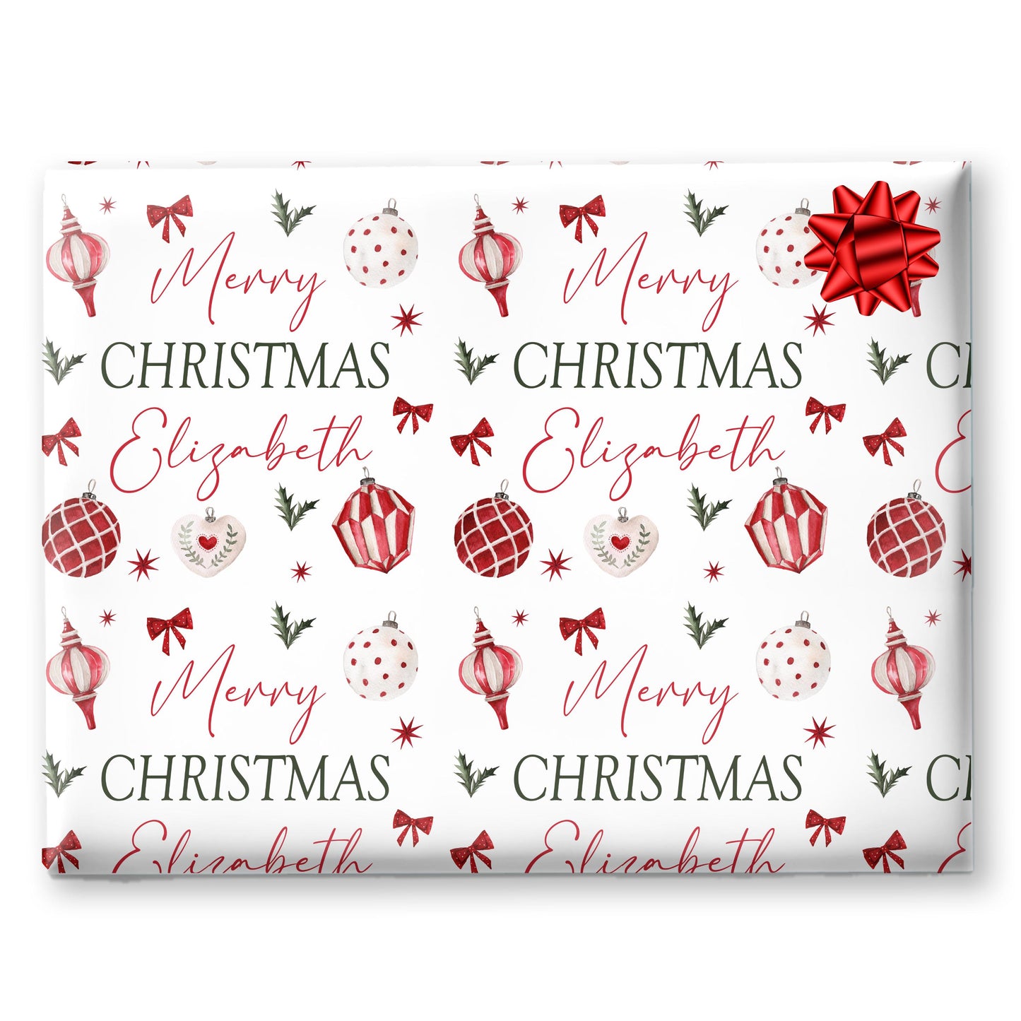 Personalised Wrapping Paper For Her, For Him, Christmas Elements Design, Personalised Christmas Gift Wrap, Auntie, Sister, Mum, Nan, Gran