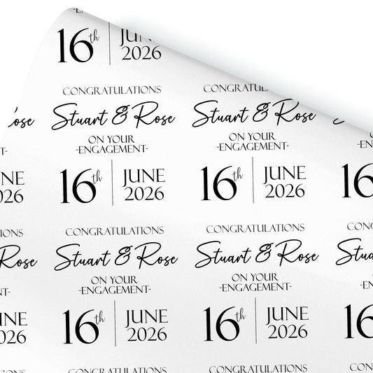 Personalised engagement wrapping paper, engagement gift wrap, celebration wrapping paper, happy couple gift