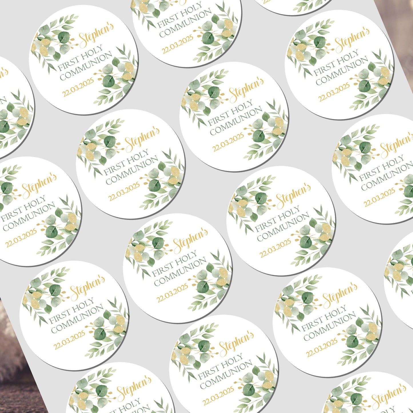 Personalised First Holy Communion Stickers, Party Bag Stickers, Sweet Cone Bags