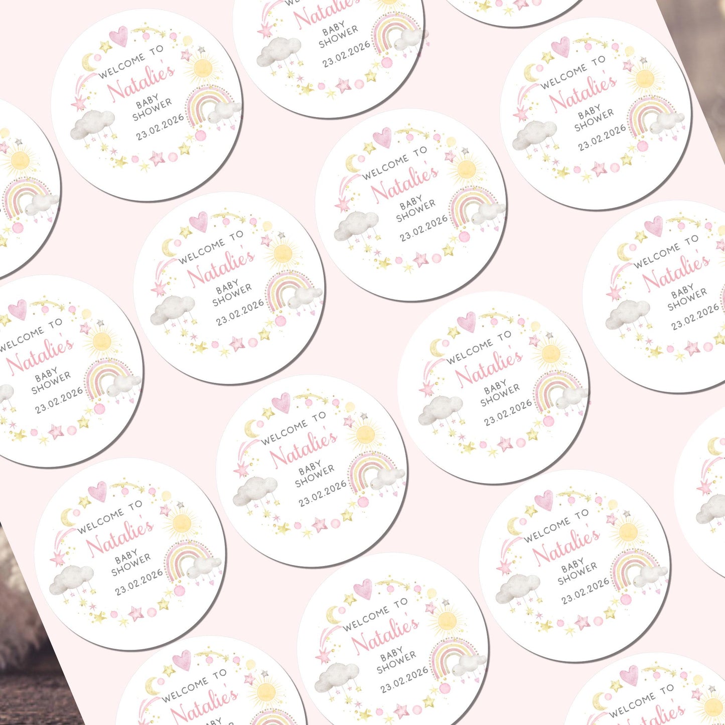 Personalised Baby Shower Stickers for Favours Party Bags Mum to be stickers Baby Girl Stickers