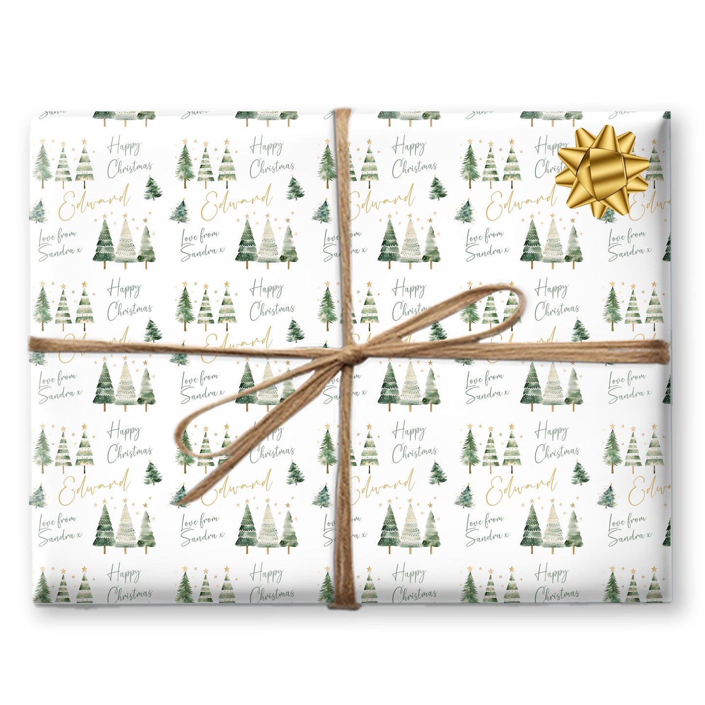 Personalised Wrapping Paper, Christmas Trees, For Her | Personalised Christmas Gift Wrap| Personalised Gift Wrap