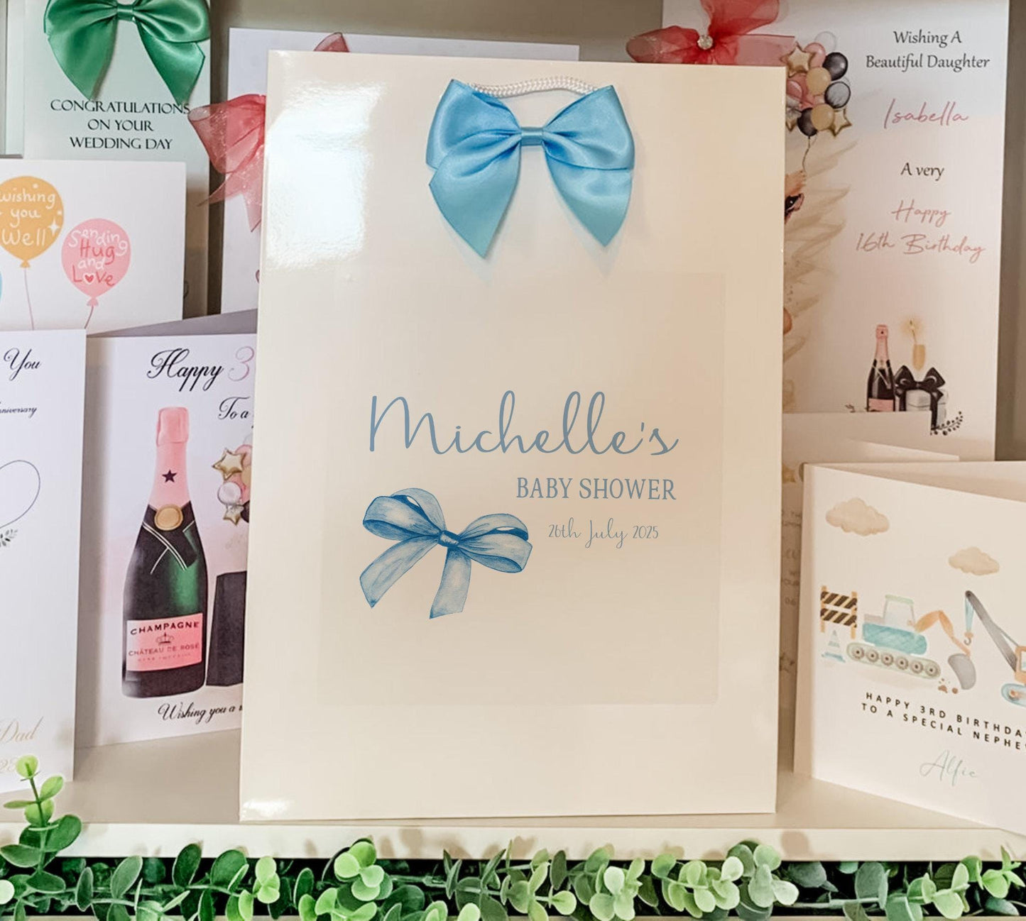 Personalised Baby Shower Gift Bag, Luxury Gift Bag with Rope Handles, Mum-to-be, New Arrival Gift