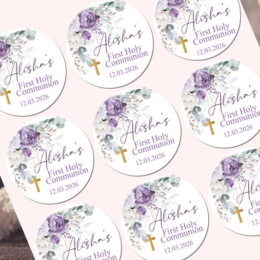 Personalized First Holy Communion Stickers, Party Favor Labels, Confirmation, Christening stickers