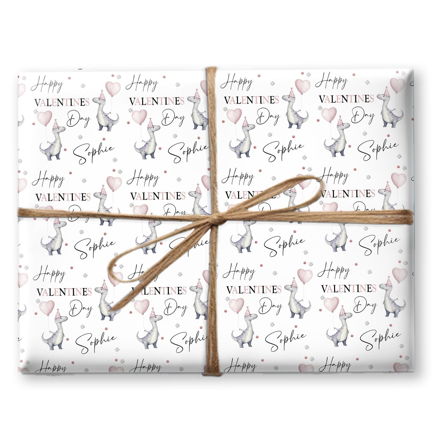 Personalised Valentines Wrapping Paper, Dino Gift Wrap for Kids & Baby Birthday Baby Shower and Kids Gift Wrap Dino wrapping paper