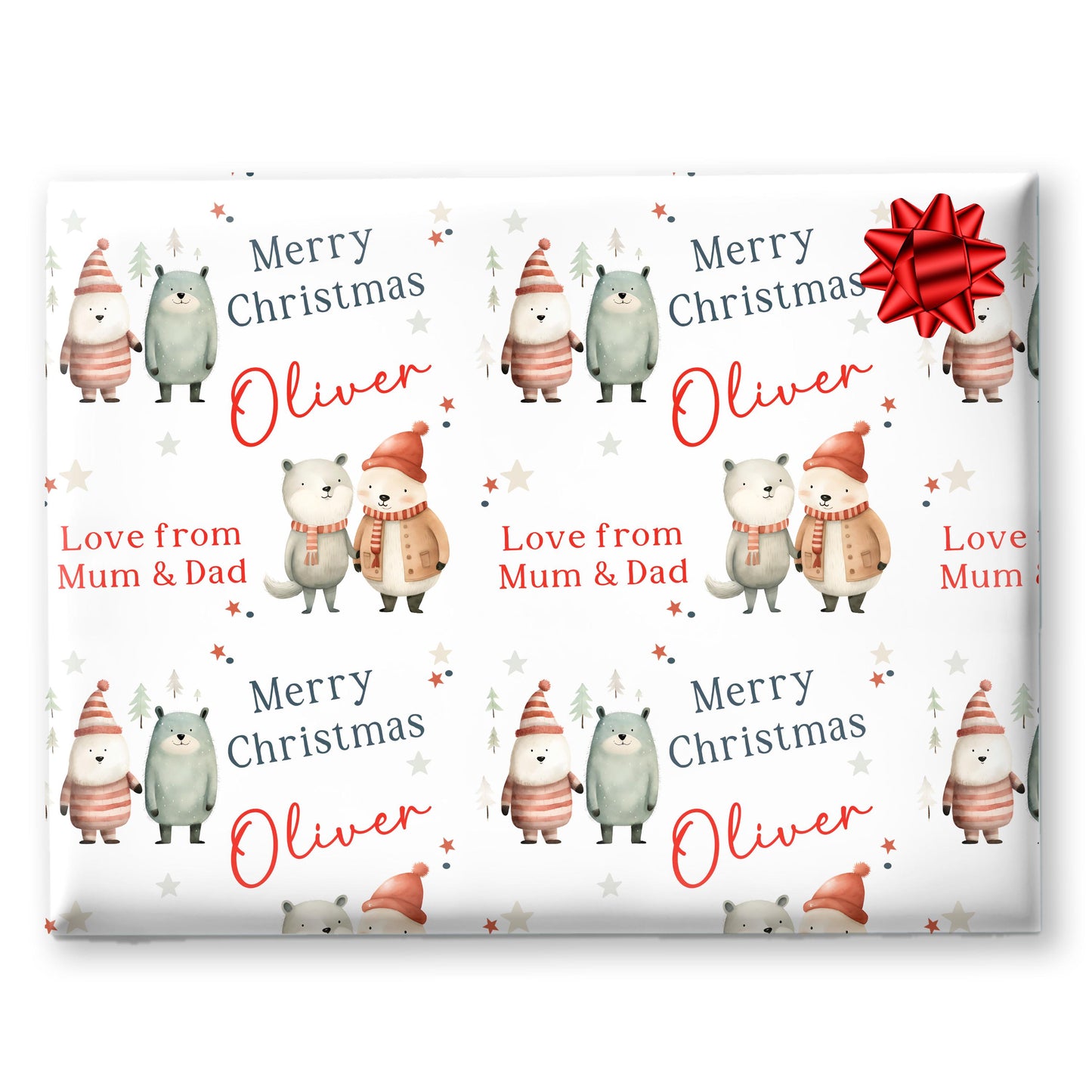 Childrens Gift Wrap Wrapping Paper, Cute Reindeers, Personalised Boys and Girls Paper, Novelty Gift Wrap Roll