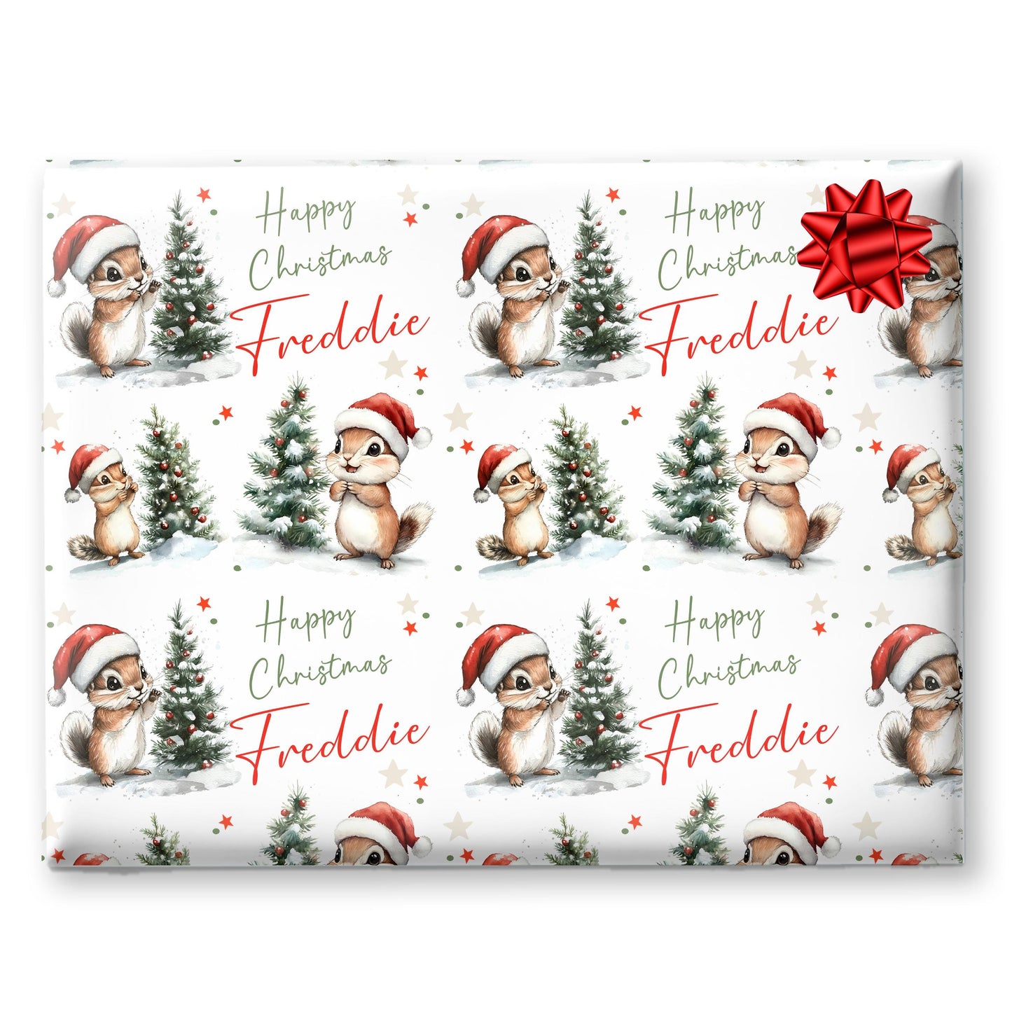 Novelty fun gift wrapping, Cute Squirrel, Personalised Girls or Boys Paper, Gift Wrap for Her