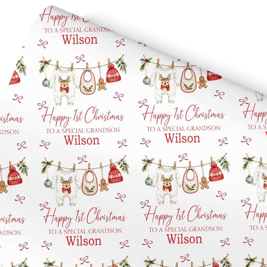 First Christmas Wrapping Paper, Baby's 1st Christmas Gift Wrap