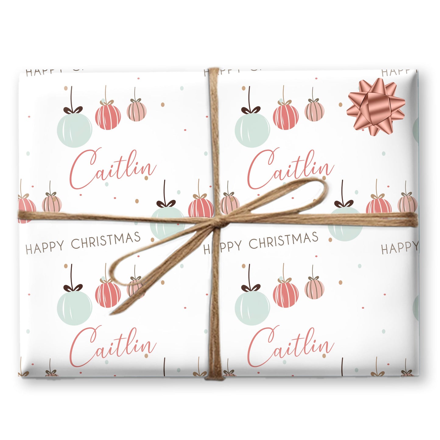 Personalised Pastel Christmas Wrapping Paper | Personalised Christmas Wrapping Paper | Personalised Gift Wrap| Christmas Baubles